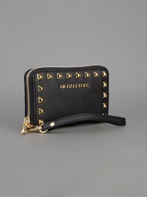 michael kors wristlet black|michael kors wallet with strap.